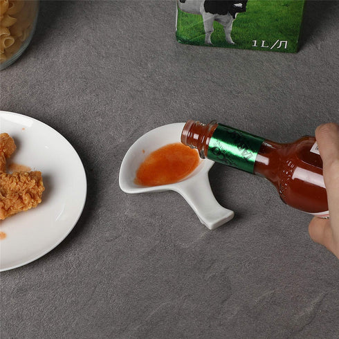 Spoon Holder, Ceramic Chopstick Fork Knife Rests, Sauce Plate, Set of 4, White...