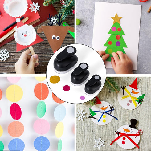 Circle Punch for Paper Crafts 3 Pack, Paper Punches for Crafting 1.5inch 1inch 0.6inch, Round Shapes Circle Hole Puncher for Crafts Scrapbooking,B...