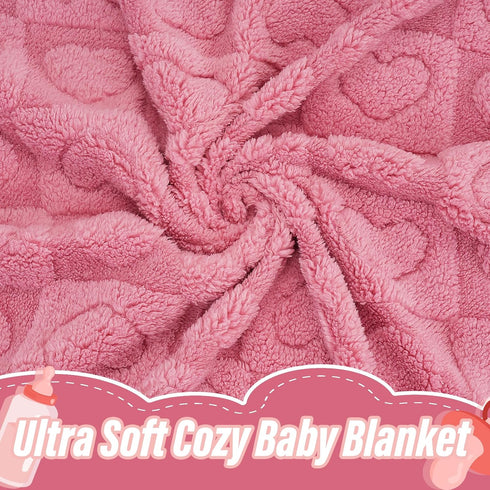 Plush Soft with Heart Checkered Baby Blanket,Fleece Infant Toddler Blankets for Girls Boys,Warm Lightweight Breathable Newborn Receiving Blankets ...