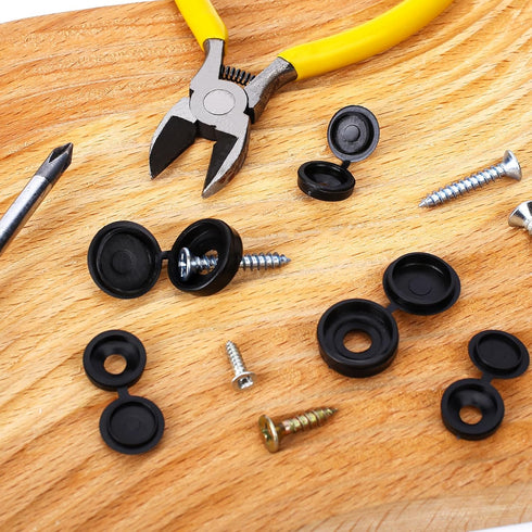 120 Pcs Screw Cover Caps, 4mm/5mm/6mm Plastic Hinged Screw Cover Caps Shutter Screw Caps Fold Screw Snap Covers, Snap Washer Covers Flip Tops(Blac...