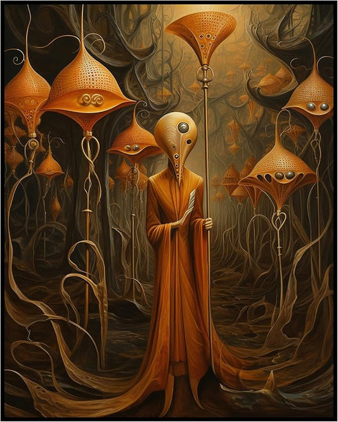 Posterizer 1 pcs-strange mushroom like alien creature shaman-Abstract & Modern Art-Fantasy & Fiction Art-Gift for Art Lovers-Decor for Home & Offi...