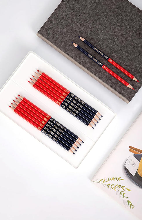 Precision Marking Pencils for Detailed Work (Wooden Pole Red and Blue Dual Color)...