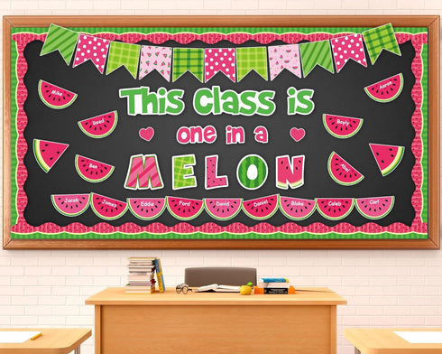 90 Pieces Watermelon Bulletin Board for Classroom Decoration One in a Melon Classroom Decorations Watermelon Paper Cutouts Sweet Summer Bulletin B...