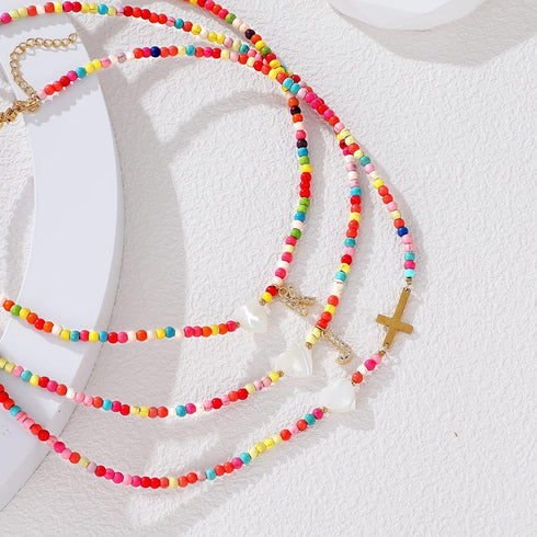 MJartoria Initial Necklaces for Women, Colorful Beaded Necklace, Y2K Shell Beach Necklace Letter Choker Necklace Handmade Jewelry Gifts...