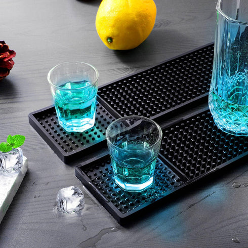 Facmogu 2PCS Rubber Bar Mats, 24x3" / 60x8cm Coffee Bar Countertop Spill Mats, Rubber PVC Kitchen Drink Service Mat, Rail Runner Drip Mat, Non Sli...