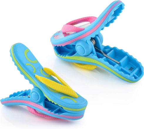 O2COOL Boca Clips - Beach Towel Clips for Beach Chairs, Pool and Patio Accessories Clothes Pins for Bags, 2-Pack (Flip Flop)...