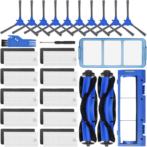 Replacement Parts Accessories Kit for Eufy RoboVac 11S, 15C, 30, 30C, 12, 35C Vacuum Filters, 10 Side Brushes, 10 Filter, 2 Main Brush, 1 Pre Filt...