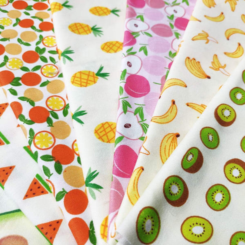 7pcs 18" x 22" Cotton Fabric Different Patterns Fruit Printed Design Patchwork Quilting Fabric Bundles for DIY Sewing Crafts...