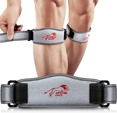 IPOW Embroidery Patellar Tendon Support Strap 2 Pack, Knee Pain Relief & Patella Stabilizer Knee Strap, knee Support for Women and Men, Knee Brace...
