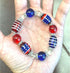 USA Bracelet, Red White Blue Americana Beaded Bracelet, 4th Of July Bracelets For Women, Brithday Christmas Gift, 1 pc...