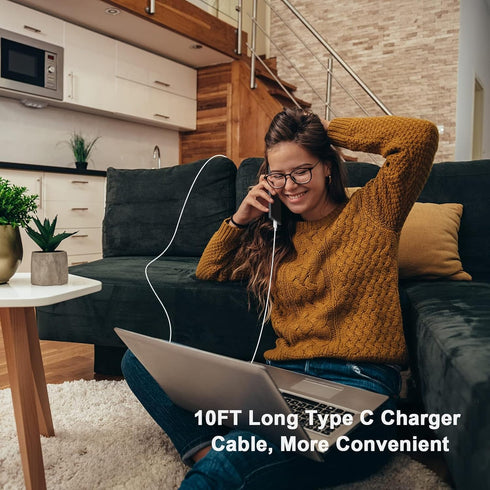 iPhone 15 Charger Fast Charging 10 FT, 2 Pack 20W USB C Wall Charger with 10FT Long Type C Charger Fast Charging Cable Compatible for iPhone 15/15...