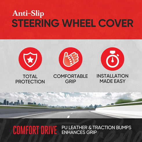 Motor Trend FlexGrip Gray Steering Wheel Cover for Cars – Standard 15 inch Car Steering Wheel Cover, Gray and Black Steering Wheel Protector for A...