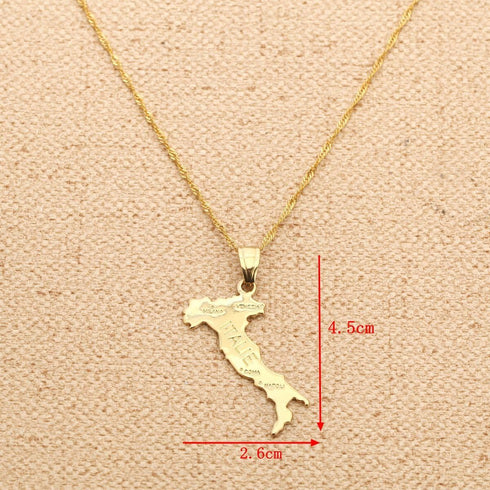 18K Gold Plated Map of Italy Necklace Pendant Jewelry for Italian...
