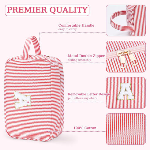 Etercycle Large Makeup Bag, Personalized Initial Cute Pink Makeup Case Bag Cosmetic Large Toiletry Make Up Bags With Zippered Inside Pocket L...