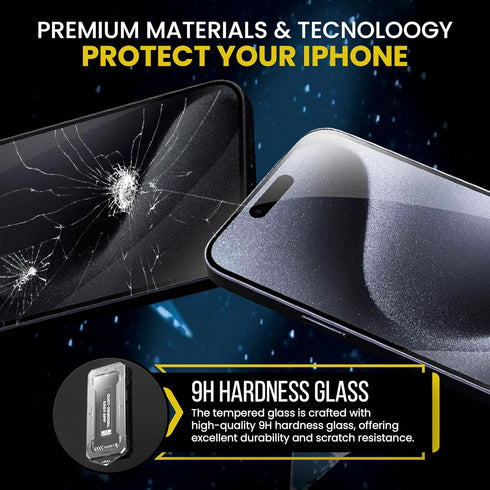 iPhone 14 Pro Max Tempered Glass Screen Protector (6.7 inch) - 9H Hardness, Oleophobic Coating, Scratch-Resistant, Ultra-Clear, Bubble-Free Instal...
