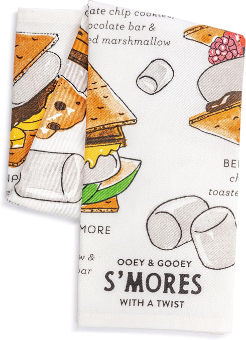 DEMDACO byDesign Serving Collection S'mores Recipe Ooey & Gooey 17 x 28 Cotton Twill Absorbent Kitchen Dish Hand Towel...