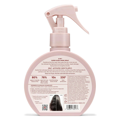 glaze MirrorGlaze Super Sleek Hair Shine Spray – Transforms Frizz to Glass-Like Shine, Protects from Heat, Blocks Humidity + Repairs Bonds – 6.4 o...