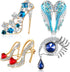 4 Pieces Brooches Pins for Women Rhinestone High Heel Crystal Brooches Princess Shoes Angel Wing Tear for Women Brides Gifts Party Favors Mom's Pr...