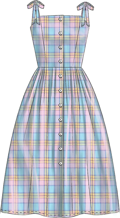 McCall's Patterns McCall's Women's Shoulder Strap Button Up Dress, Sizes 14-22 Sewing Pattern, White...