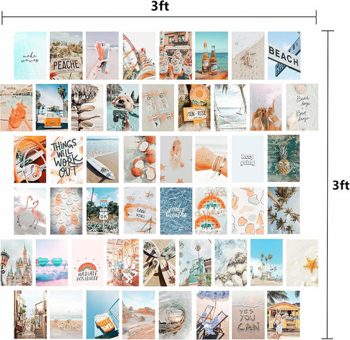 KOSKIMER Beach Wall Collage Kit Aesthetic Pictures, 4x6 Inch, Beachy Room Decor Aesthetic, Cute Bedroom Decor for Teen Girls, VSCO Room Decor Post...