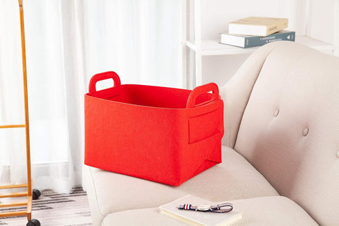 Minoisome Storage Basket Felt Storage Bin Collapsible& Convenient Box Organizer with Carry Handles for Office Bedroom Closet Babies Nursery Toys L...