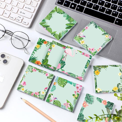450 Sheets Tropical Palm Sticky Notes Luau Party Favor Hawaiian Fun Notepad Summer Themed Beach Memo Pad Self Adhesive 2.9" Mini Sticky Note for T...