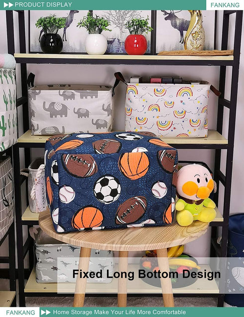 FANKANG Rectangular Laundry Basket Nursery Storage Fabric Storage Bin Storage Hamper,Gift Baskets(Navl-ball game)...
