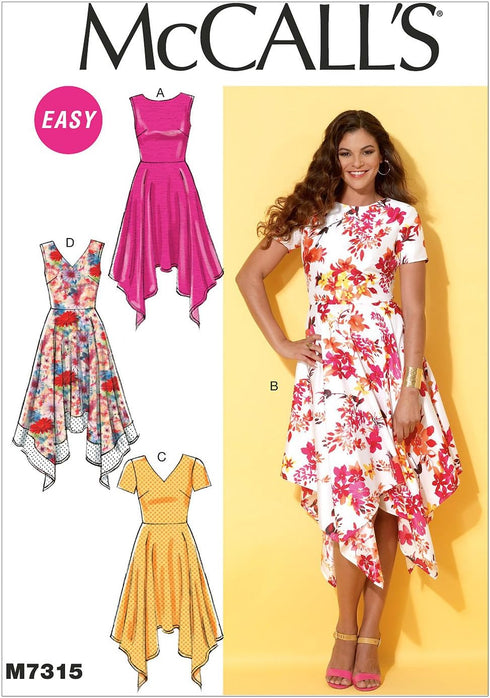 McCall's Patterns M7315 Misses' Handkerchief-Hem Dresses, Size A5 (6-8-10-12-14)...