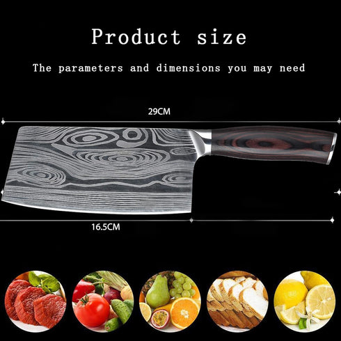 Meat Cleaver, 7" Chinese Chef’s Knife Vegetable Cleaver German High Carbon Stainless Steel Kitchen Knife With Ergonomic Handle for Cooking (Meat k...