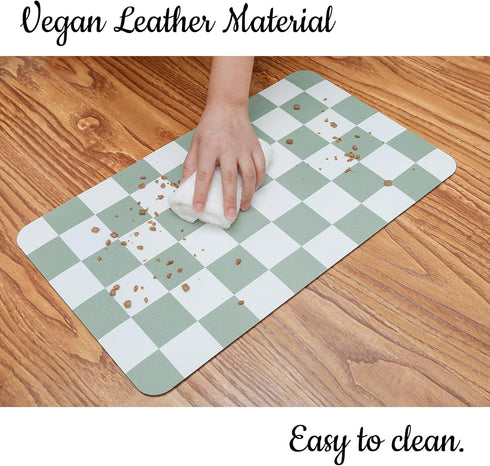 Ralxion Checkered Dog Feeding Mat, Absorbent Mats for Dog Food and Water Bowl, Dispenser, Retro Modern Aesthetic Sage Green Checkerboard Pet Place...
