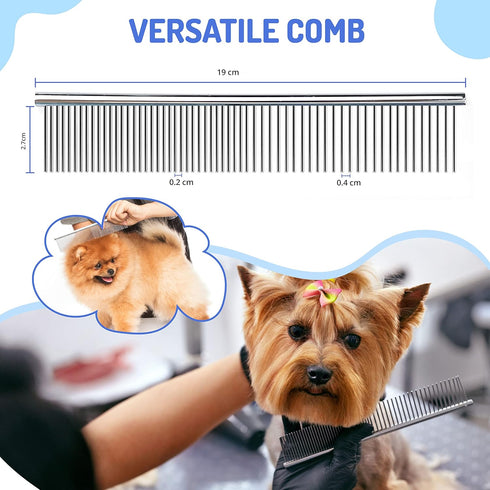 Undercoat Rake for Dogs with Metal Comb 2 in-1 Pet Grooming Brush Double Sided shedding Dematting Tool Remove Knots Dematting Comb for Dogs with D...