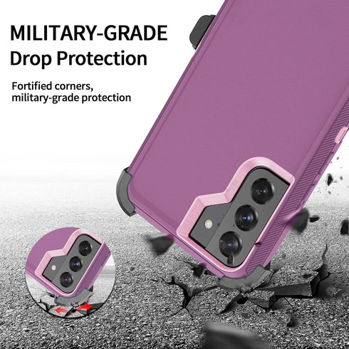 Phone case for Galaxy S22, Drop Protection Rugged Shockproof Military Protective Phone Cover Armor Heavy Duty for Samsung Galaxy S22 (Purple Red/L...