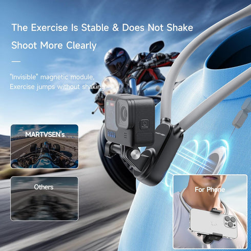 Magnetic Neck Selfie Tripod Holder Mount for Gopro, Hand Free POV Vlog Video Recording Camera Mount Holder for GoPro Max Hero 12 11 10 DJI Action ...