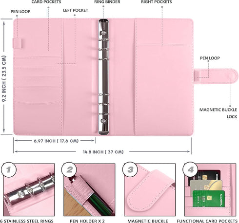 100 Envelopes A5 Money Saving Budget Binder with Cash Envelopes - Challenge Book to Save $5,050 (Pink)...
