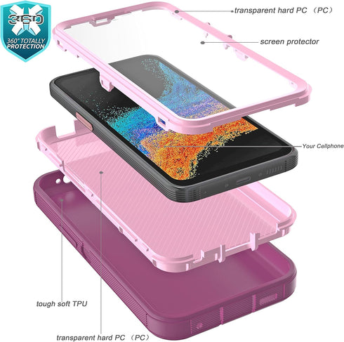 for Galaxy Xcover 6 Pro Case with Built in Screen Protector/Drop Proof 3-Layer Durable Cover/Shockproof Armor Drop Protection Solid Rubber Case fo...