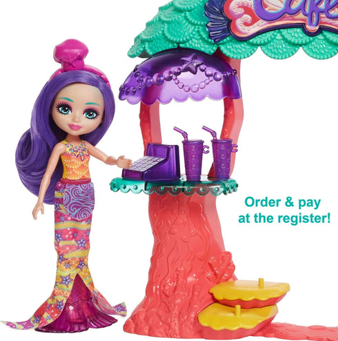 Mattel Enchantimals Sea Cave Cafe Playset (8.8-in), 15+ Pieces, with Martina Mermaid Doll, 2 Animal Besties, and Accessories, Great Gift for Kids ...