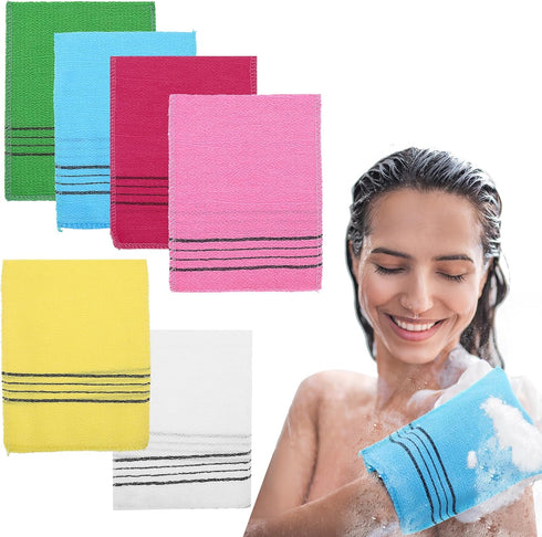 Prasacco 6 Pcs Korean Exfoliating Washcloth, Asian Exfoliating Mitt Bath Glove Washcloth Colorful Exfoliating Cloth Skincare Exfoliating Scrub Bat...