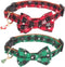 ADOGGYGO Christmas Dog Collar with Bow Tie Adjustable Dog Bowtie Collar Red Green Plaid Dog Christmas Collars for Small Medium Large Dogs Pets (X-...