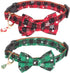 ADOGGYGO Christmas Dog Collar with Bow Tie Adjustable Dog Bowtie Collar Red Green Plaid Dog Christmas Collars for Small Medium Large Dogs Pets (X-...