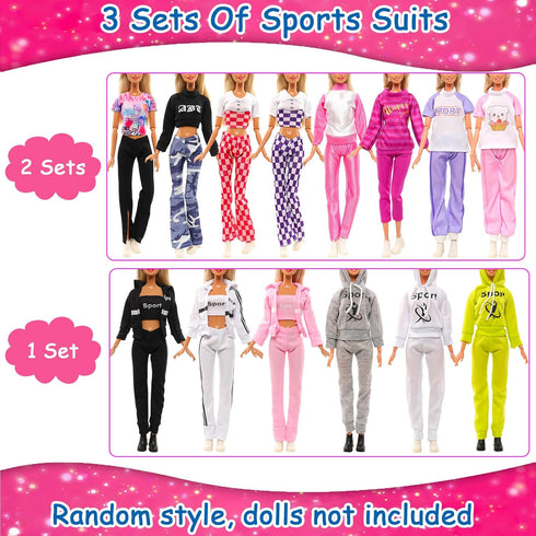 Barwa 8 Sets Doll Clothes Hooded Sports Suit Casual Outfits Tops and Pants Doll Pajamas for 11.5 inch Girls Doll...