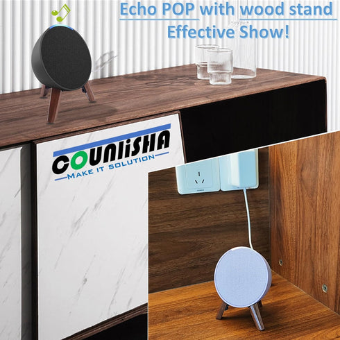 Real Wood Stand for Echo POP (2023),Tripod Accessories Protect pop Speaker for Better Sound,Secure Stable Sturdy Wooden Mount Holder for Alexa POP...