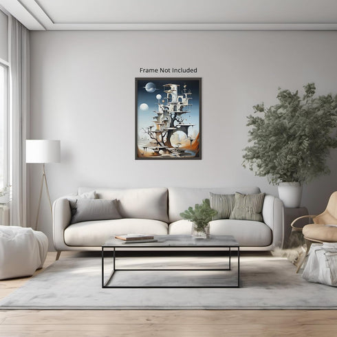 Posterizer 1 pcs-futuristic building in alilen world-Abstract & Modern Art-Fantasy & Fiction Art-Gift for Art Lovers-Decor for Home & Office- UNFR...