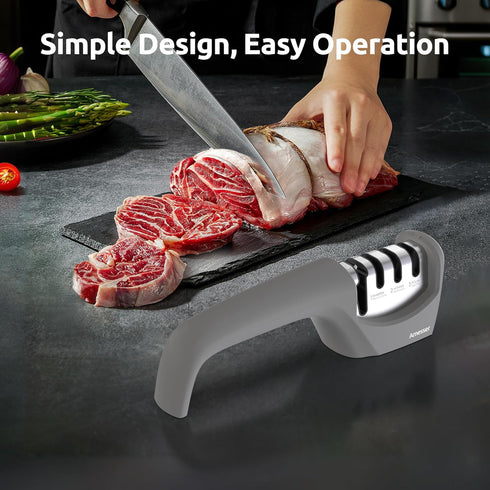 4-in-1 Knife Sharpener – Fast & Safe Sharpening for Kitchen, Pocket, Chef’s & Serrated Knives, Scissors | Effortlessly Restore, Hone & Polish Blad...