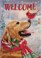 Welcome Winter Golden Retriever Dog Decorative Burlap Garden Flag, Puppy Cardinal Pet Home Yard Small Outdoor Decor, Christmas Snowy Outside Decor...