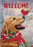 Welcome Winter Golden Retriever Dog Decorative Burlap Garden Flag, Puppy Cardinal Pet Home Yard Small Outdoor Decor, Christmas Snowy Outside Decor...