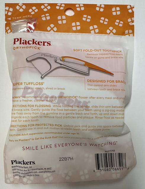 Plackers Orthopick Flosser for Braces, Pack of 4 (36 Flossers Each)...