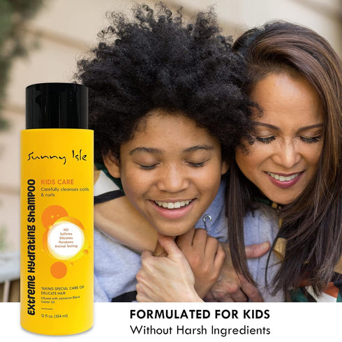 Sunny Isle Kids Care Extreme Hydrating Shampoo 12oz | Gentle Care Cleanser for Children's Coils, Waves & Curls | Infused with Jamaican Black Casto...