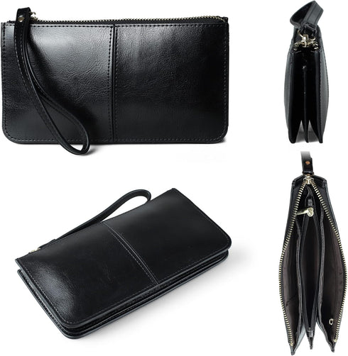 befen Genuine Leather Wristlet Clutch Wallet Purses for Women, Women's Small Multi Pocket Cell Phone Bag with Card Slots...