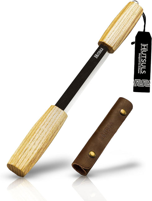 Draw Knife Woodworking Tool - Sharp & Ready 5.3 inch Debarking Knife with Leather Sheath, Easy to Use Straight Handles Draw Knife Debarking Tool, ...