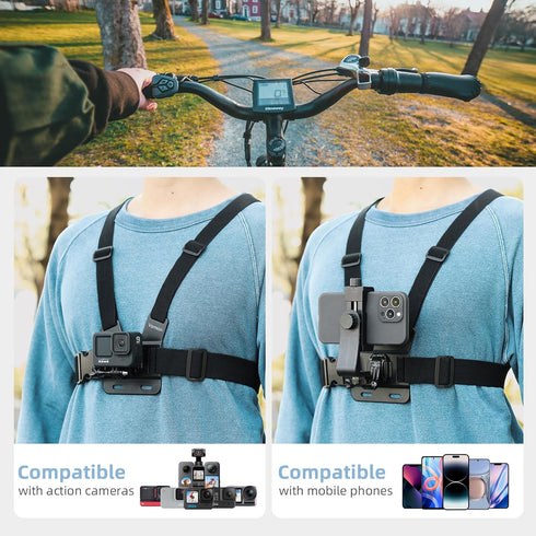 Mobile Phone Chest Mount Harness Strap Cell Phone Holder Mount for Video Recording Bike/Kayak/Fishing/Skateboard POV/VLOG for iPhone/Samsung for G...